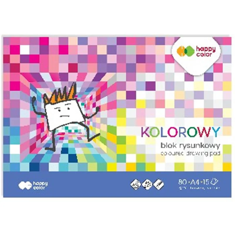 Happy Color blok rysunkowy kolorowy a4, 80g, 15 ark.