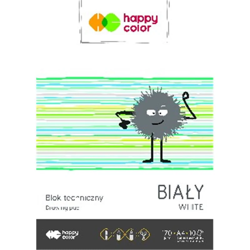 Happy Color blok techniczny biały a4, 170g, 10 ark.