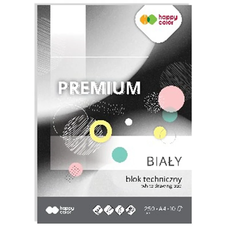 Happy Color blok techniczny premium biały a4, 250g, 10 ark