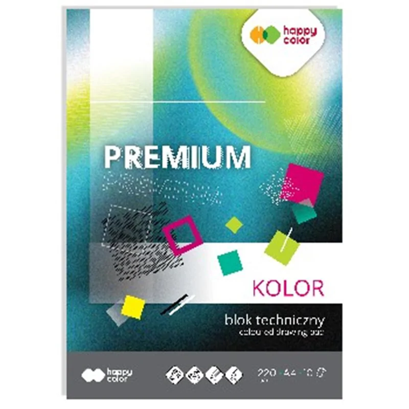 Happy Color blok techniczny premium kolor a4, 220g, 10 ark