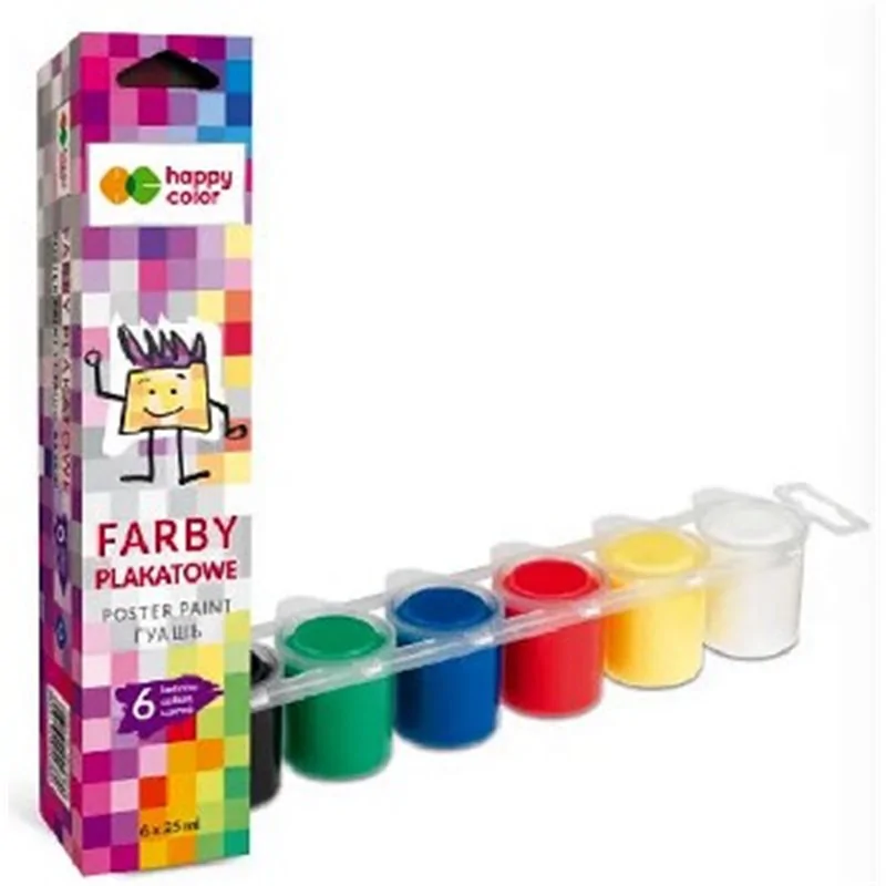 Happy Color farba plakatowa tempera, 6 kol x 25ml