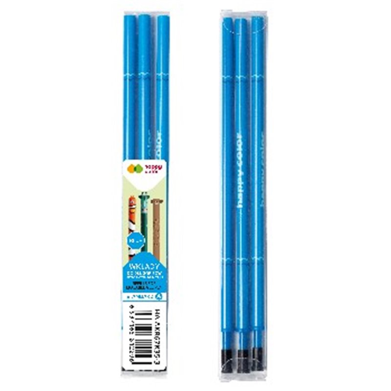 Happy Color wkłady do długopisu wymazywalnego, standard a, 0.5mm, niebieski, 3 szt. w etui
