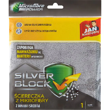 Jan Niezbędny Silver Block Ściereczka z mikrofibry z jonami srebra 32 cm x 32 cm
