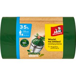 Jan Niezbędny Worki LD Ekologiczne Zielony Dom zawiązywane 35l 22szt