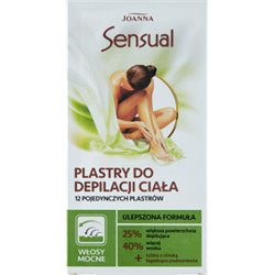 Joanna Sensual Plastry do depilacji ciała włosy mocne 12 sztuk + Tubka z oliwką łagodzącą 10 ml