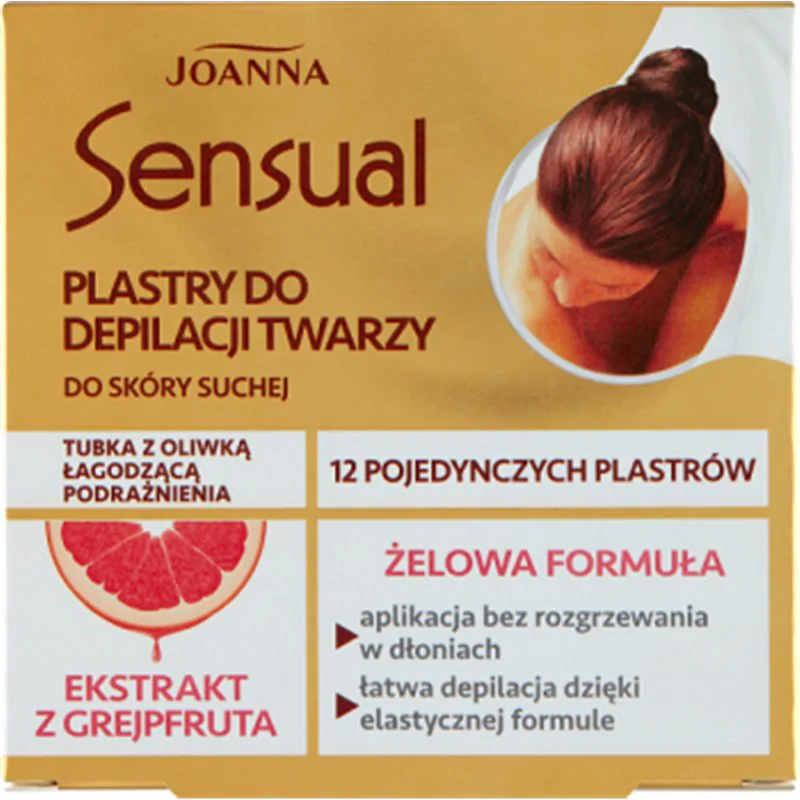 Joanna Sensual Plastry do depilacji twarzy do skóry suchej 12 sztuk + Tubka z oliwką łagodzącą 10 ml