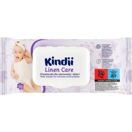 Kindii Linen Care Chusteczki dla niemowląt i dzieci 50 sztuk