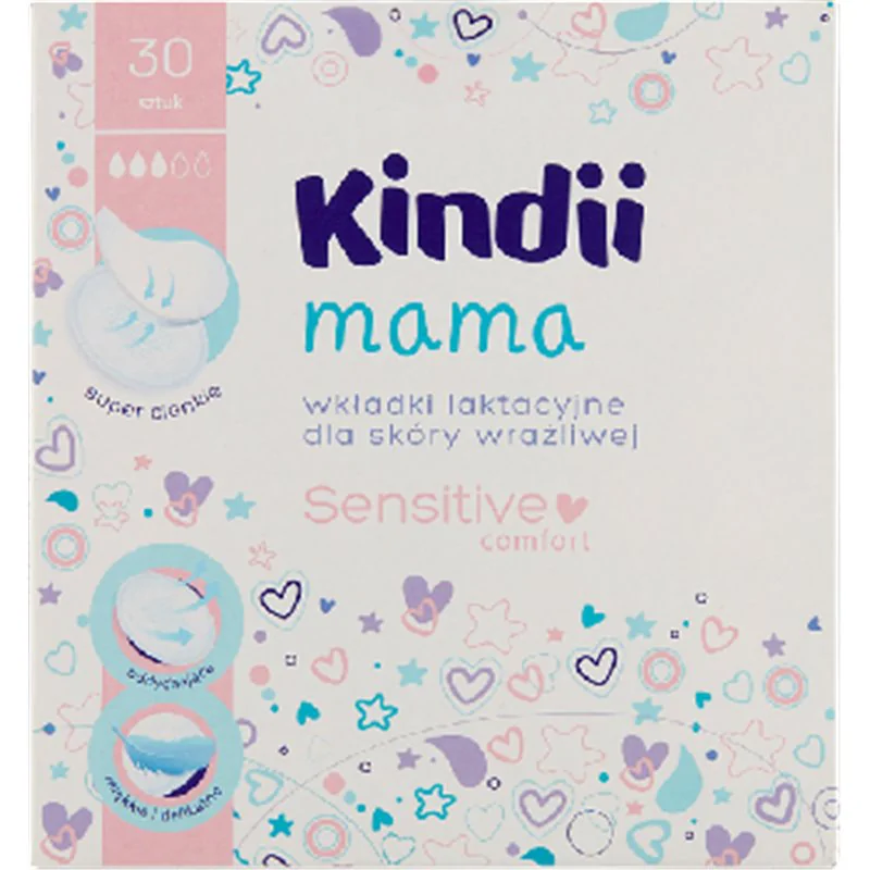 Kindii Mama Sensitive Wkładki laktacyjne dla skóry wrażliwej 30 sztuk