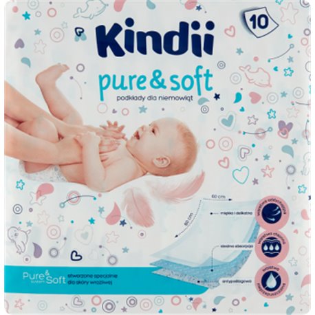 Kindii Pure & Soft Podkłady dla niemowląt opak.10 szt (60x60cm)