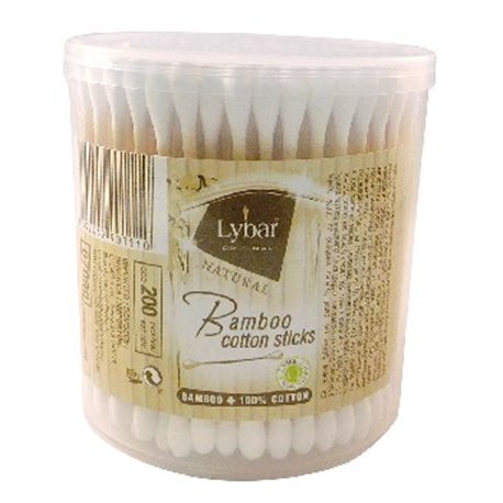 Kosmetyczne patyczki z bambusa Mattes Lybar 200 szt pudełko okrągłe