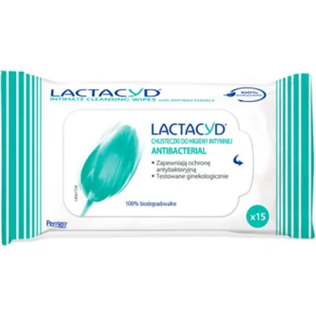 Lactacyd Antibacterial Chusteczki do higieny intymnej 15 sztuk