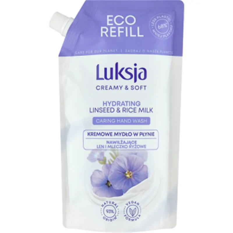 Luksja Creamy & Soft Kremowe mydło w płynie nawilżające len i mleczko ryżowe 400 ml