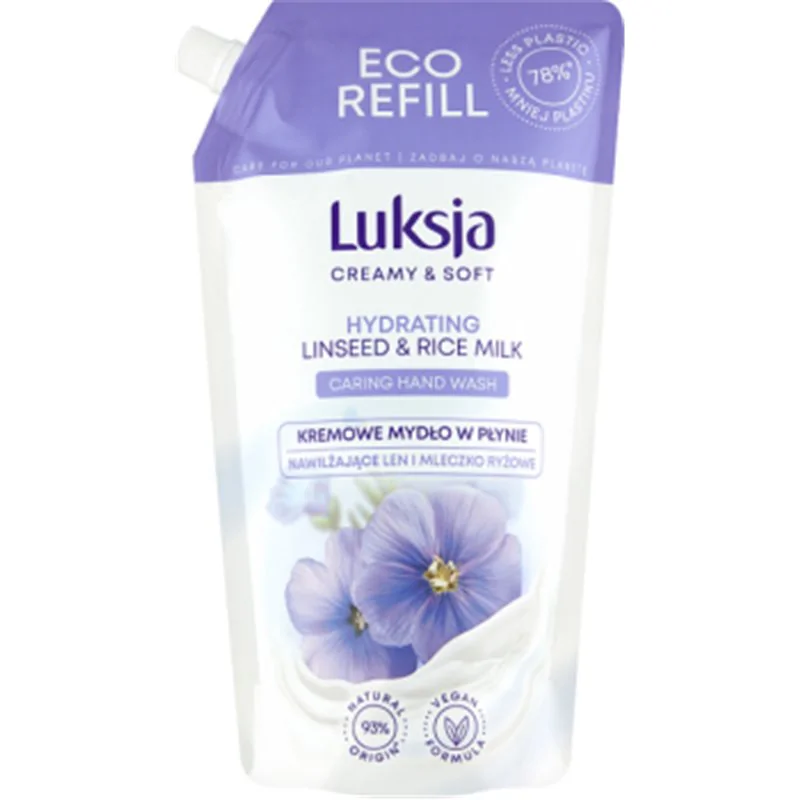 Luksja Creamy & Soft Kremowe mydło w płynie Nawilżające Len i Mleczko Ryżowe 900 ml