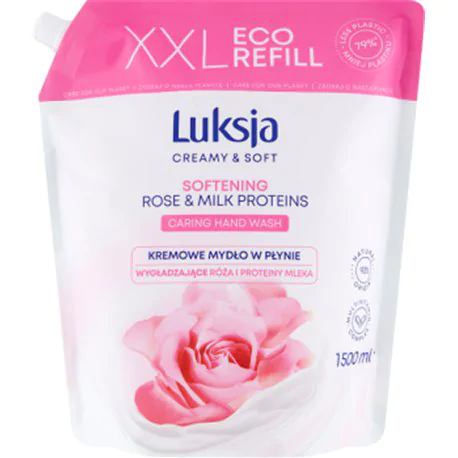 Luksja Creamy & Soft Kremowe mydło w płynie wygładzające róża i proteiny mleka 1,5 l