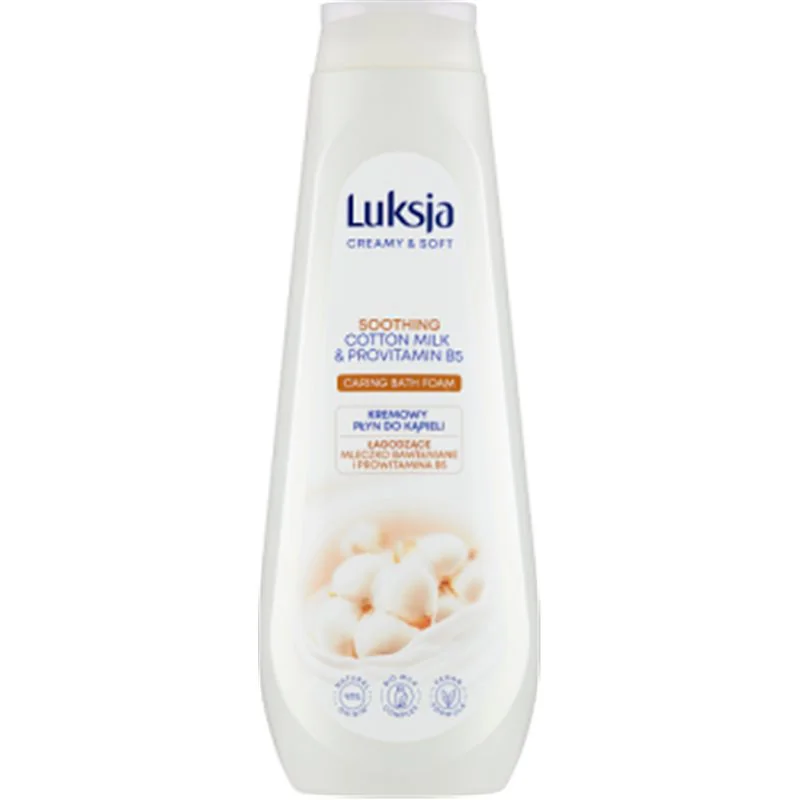 Luksja Creamy & Soft Kremowy płyn do kąpieli Łagodzące Mleczko Bawełniane i Prowitamina B5 900 ml