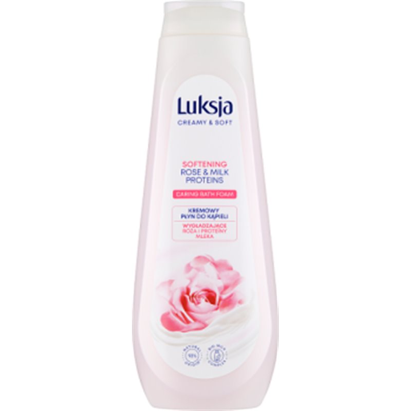 Luksja Creamy & Soft Kremowy płyn do kąpieli Wygładzające Róża i Proteiny Mleka 900 ml
