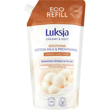 Luksja Creamy & Soft mydło w płynie Łagodzące Mleczko Bawełniane i Prowitamina B5 400 ml