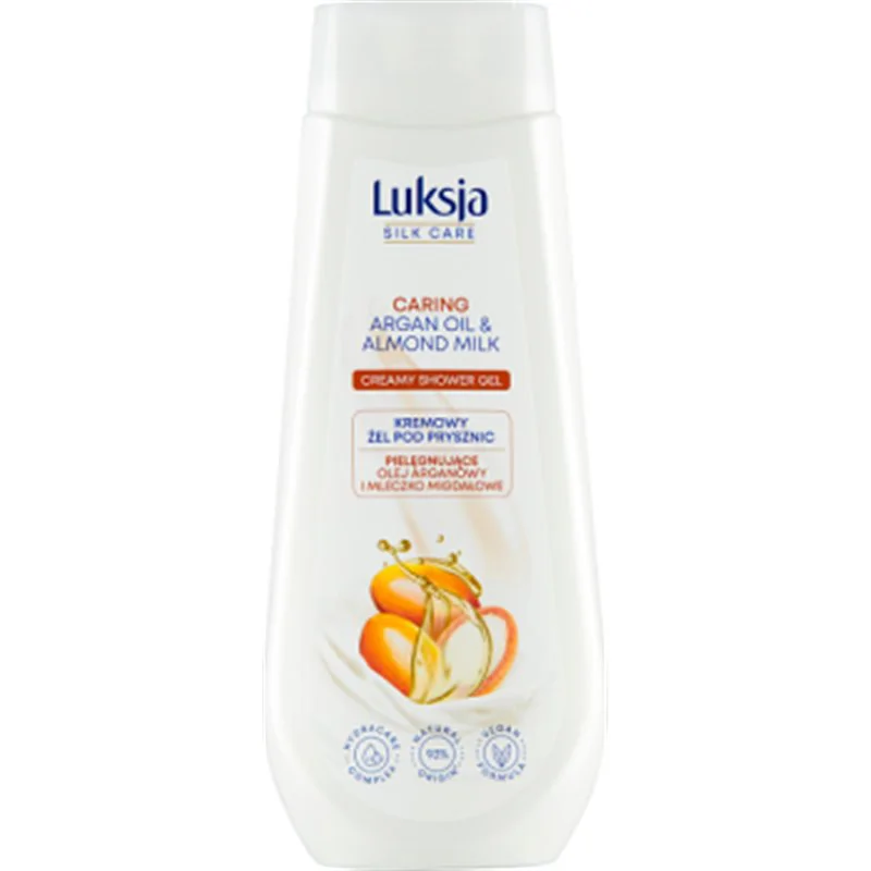 Luksja Silk Care Kremowy żel pod prysznic pielęgnujące olej arganowy i mleczko migdałowe 500 ml