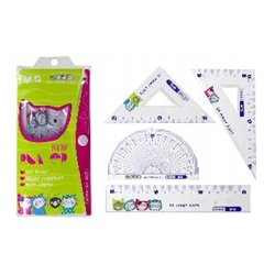 MG zestaw geometryczny so many cats, linijka 15cm, ekierki 2szt, kątomierz