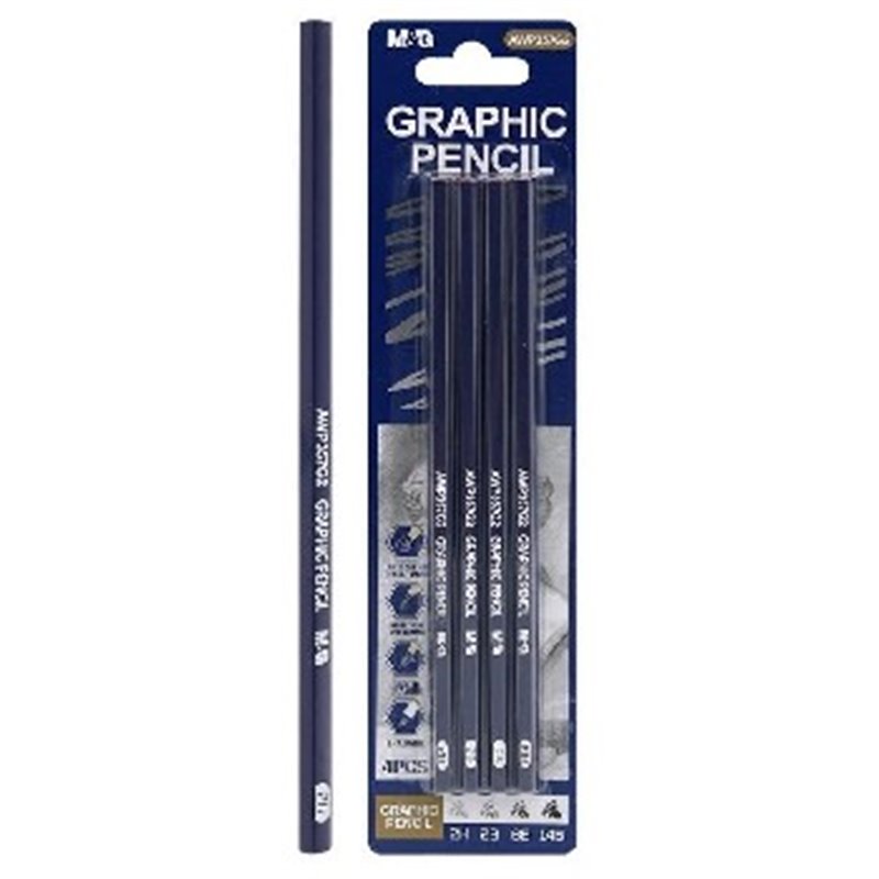 MG zestaw ołówków artystycznych na blistrze, 4szt 2h, 2b, 6b,14b