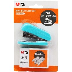 MG zszywacz mini + zszywki 24/6, 12 kartek, głębokość zszywania 25mm, mix 5 kol