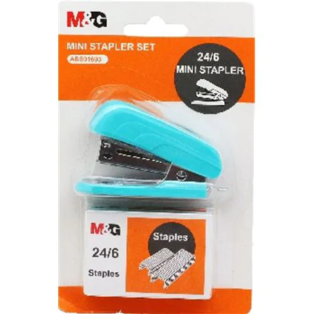 MG zszywacz mini + zszywki 24/6, 12 kartek, głębokość zszywania 25mm, mix 5 kol