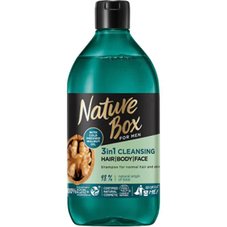 Nature Box for Men Walnut Oil 3in1 Oczyszczający szampon z formułą 3w1 385 ml