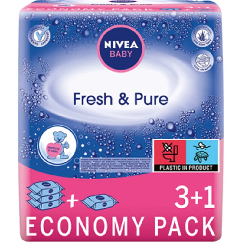 Nivea Baby Fresh and Pure Chusteczki 4 x 63 sztuki