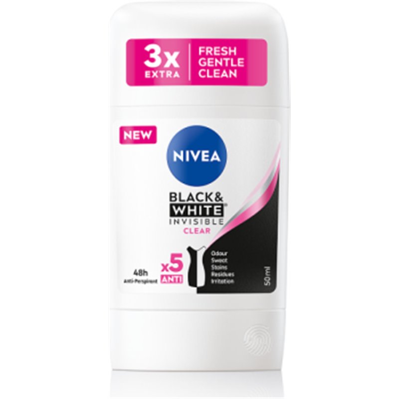 Nivea Black & White Clear Antyperspirant w sztyfcie 50 ml