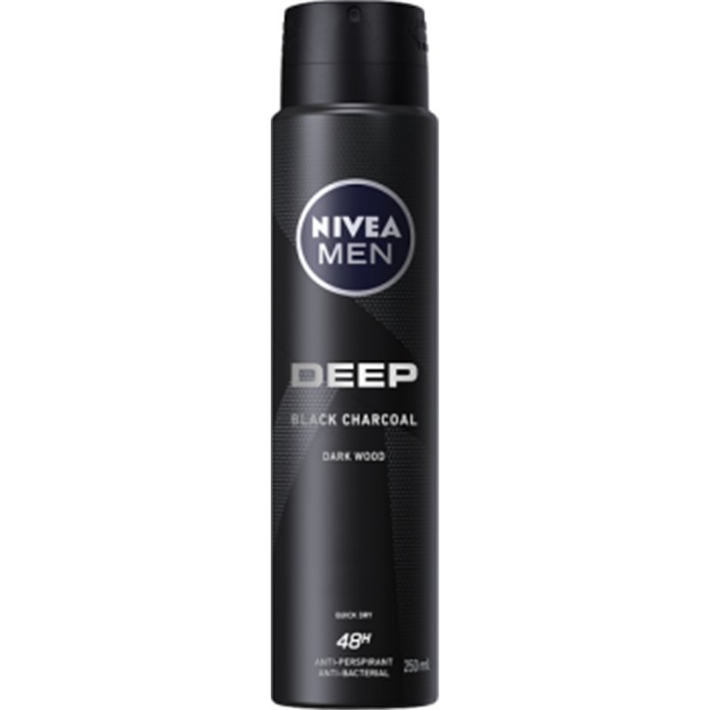 NIVEA MEN Antyperspirant w aerozolu Deep Black Charcoal 250 ml
