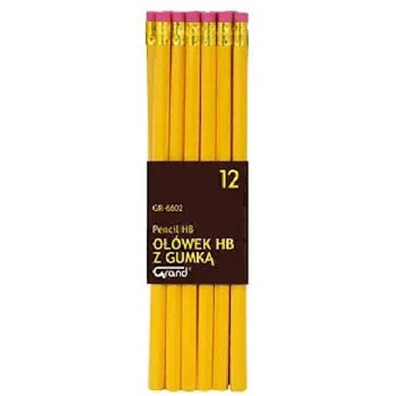 Ołówek z Gumką Hb Gr6602 12szt.