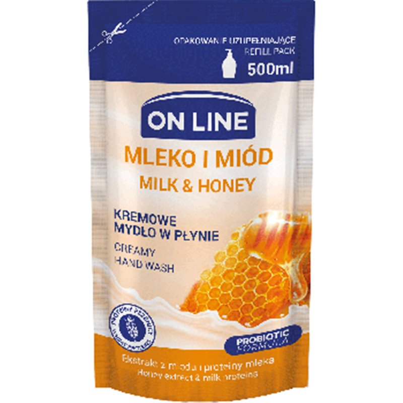 ON LINE Mydło REFILL Mleko&Miód 500 ml