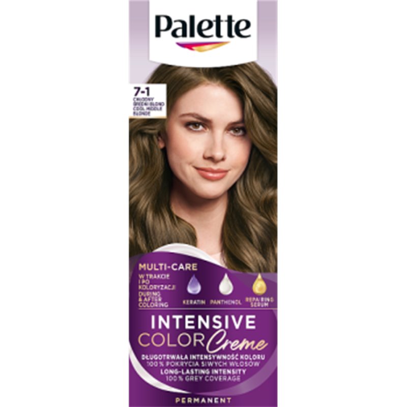 Palette Intensive Color Creme Farba do włosów w kremie 7-1 chłodny średni blond