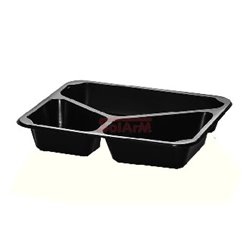 Pojemnik dozgrzewu trójdzielny czarny PP 227 x 178 x 50 mm 50szt