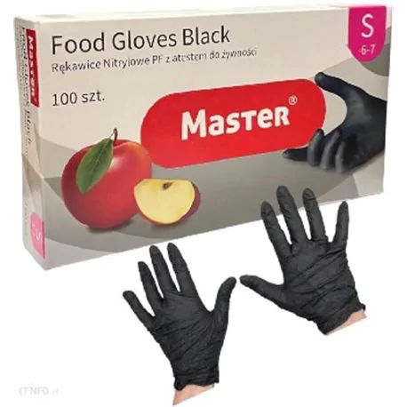 Rękawice nitrylowe Master S Food Gloves Black 100szt