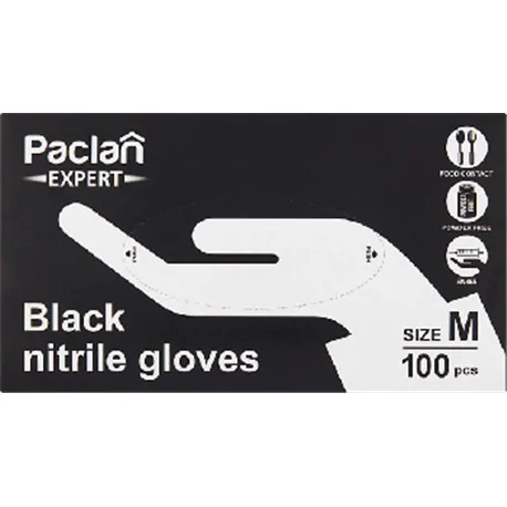 Rękawice Nitrylowe Paclan Expert M czarne 100szt