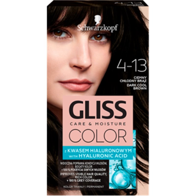Schwarzkopf Gliss Color Farba do włosów ciemny chłodny brąz 4-13