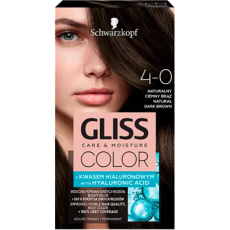 Schwarzkopf Gliss Color Farba do włosów naturalny ciemny brąz 4-0