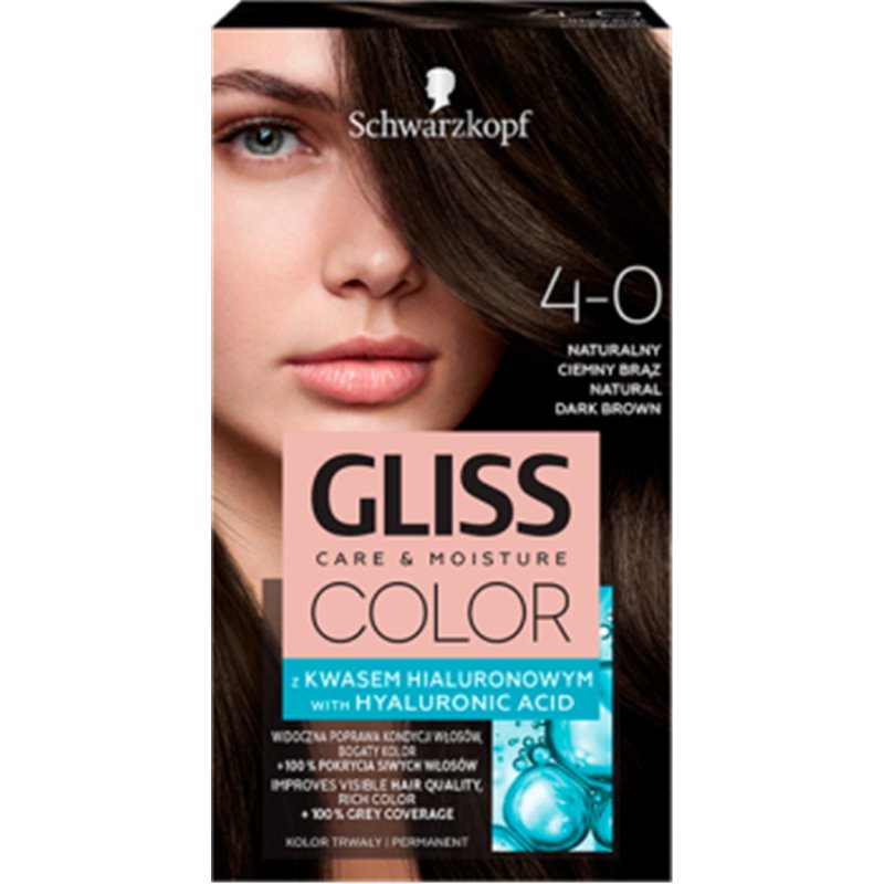 Schwarzkopf Gliss Color Farba do włosów naturalny ciemny brąz 4-0
