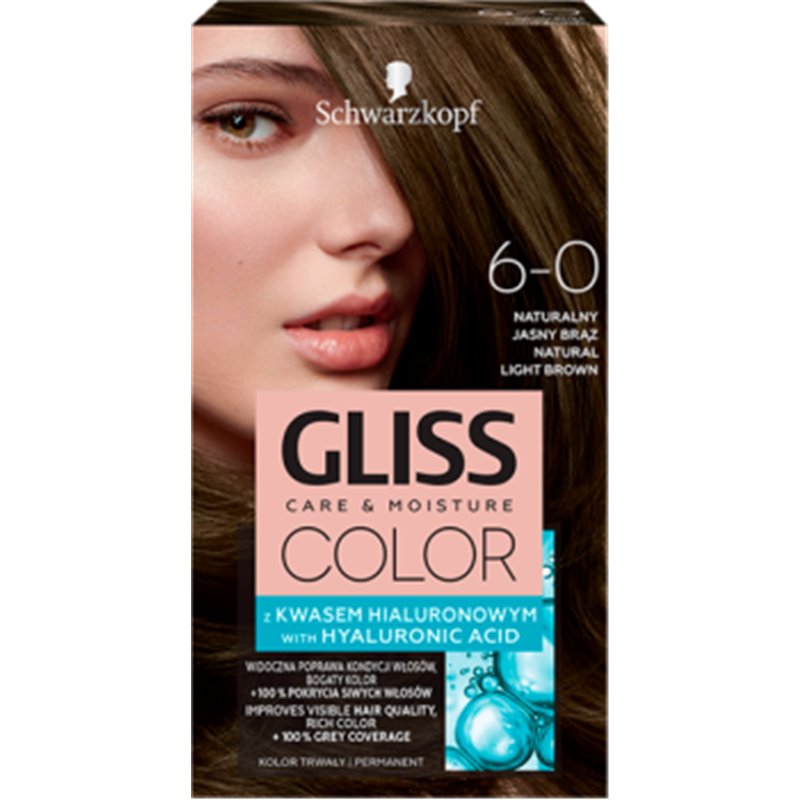 Schwarzkopf Gliss Color Farba do włosów naturalny jasny brąz 6-0