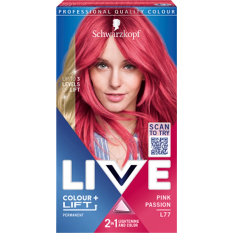 Schwarzkopf Live Colour + Lift L77 Pink Passion Farba do włosów rozjaśniająca i koloryzująca