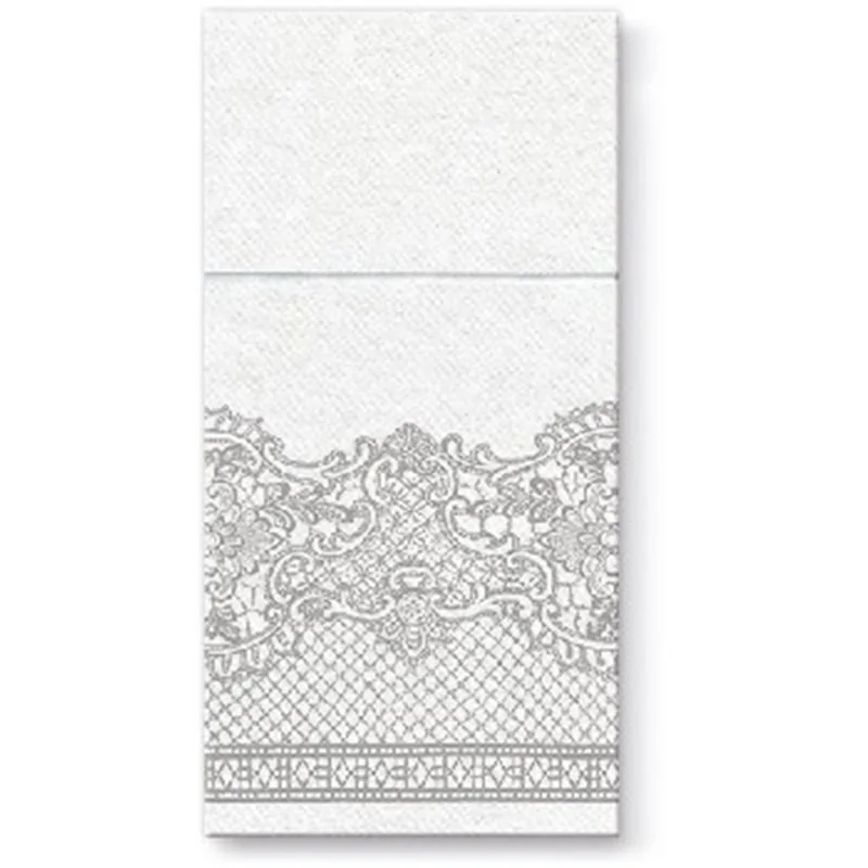 Serwetki 40 cm x 40 cm Pocket Airlaid Royal Lace (silver) 50szt