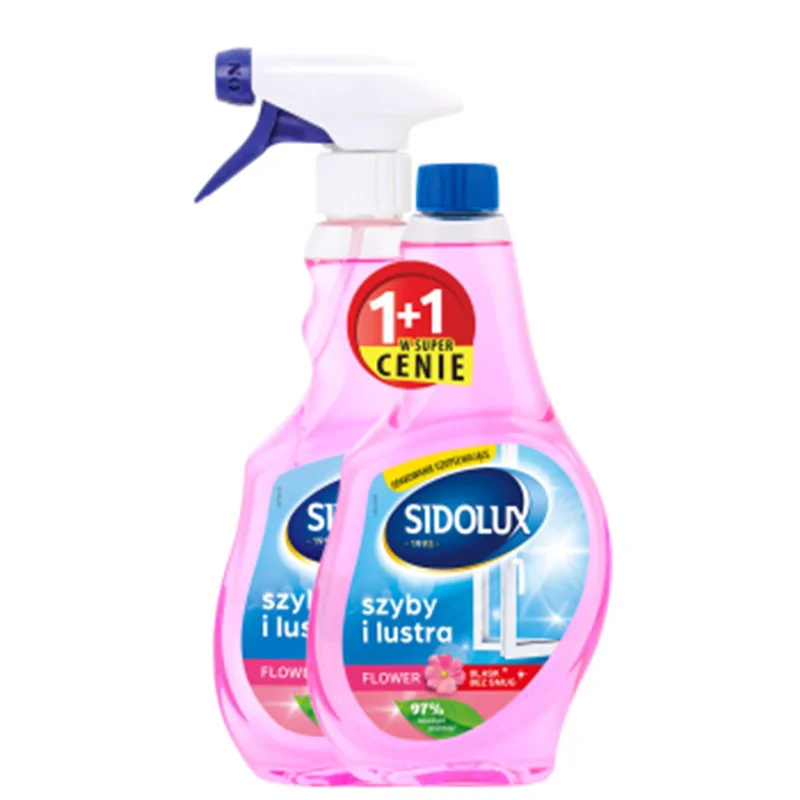 Sidolux Crystal do mycia szyb 500ml flower + zapas 500ml