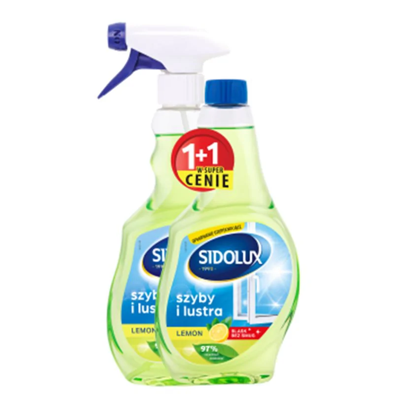 Sidolux Crystal do mycia szyb 500ml lemon + zapas 500ml