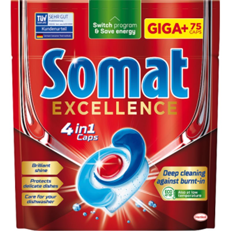 Somat Excellence 4 in 1 Caps Kapsułki do zmywarki 1297,5 g (75 x 17,3 g)