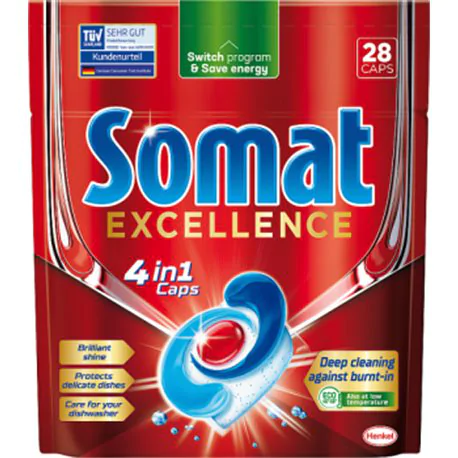 Somat Excellence 4 in 1 Caps Kapsułki do zmywarki 484,4 g (28 x 17,3 g)