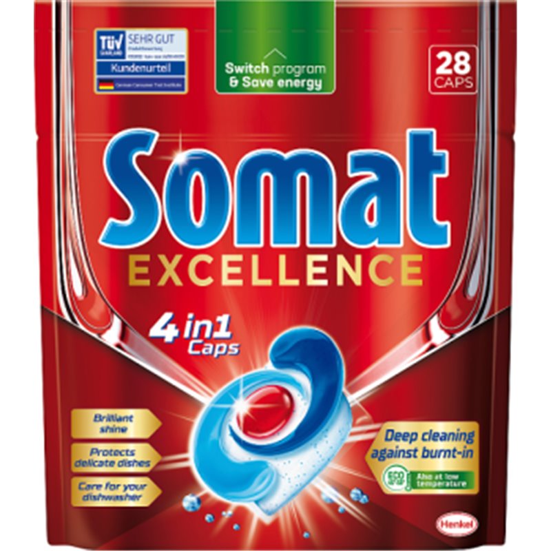 Somat Excellence 4 in 1 Caps Kapsułki do zmywarki 484,4 g (28 x 17,3 g)