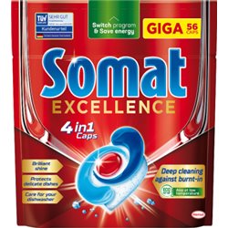Somat Excellence 4 in 1 Caps Kapsułki do zmywarki 968,8 g (56 x 17,3 g)