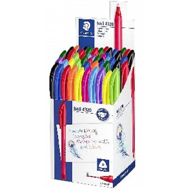 Staedtler długopis jednorazowy, trójkątny 4320, m, 10 kol, 50 szt. w kubku