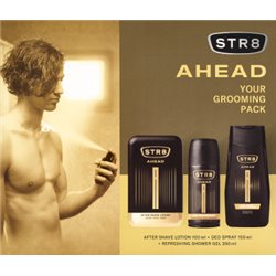 STR8 Zestaw Kosmetyków Ahead (Woda po goleniu 100ml + Dezodorant spray 150ml + Żel pod prysznic 250m